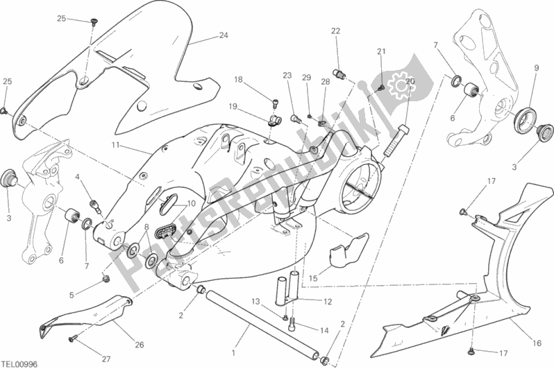 All parts for the Swing Arm of the Ducati Diavel Xdiavel Sport Pack Brasil 1260 2019